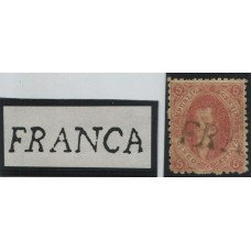 ARGENTINA 1864 GJ 19 RIVADAVIA ESTAMPILLA DE 1ra TIRADA CON MATASELLO FRANCA DE GOYA CORRIENTES U$ 30 + 50 %